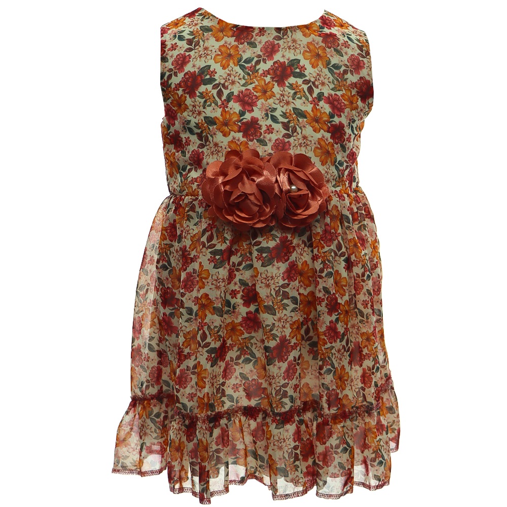 Leydi Lina 347 Kız Çocuk Şifon Güllü Elbise 1-3 Yaş