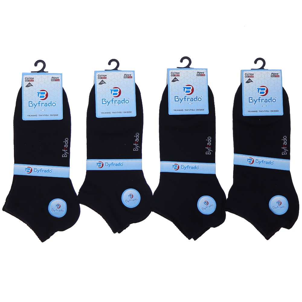 By Frado 9550 Erkek Penye Likralı Dikişsiz Takviyeli Yıkanmış Patik Çorap - Lacivert