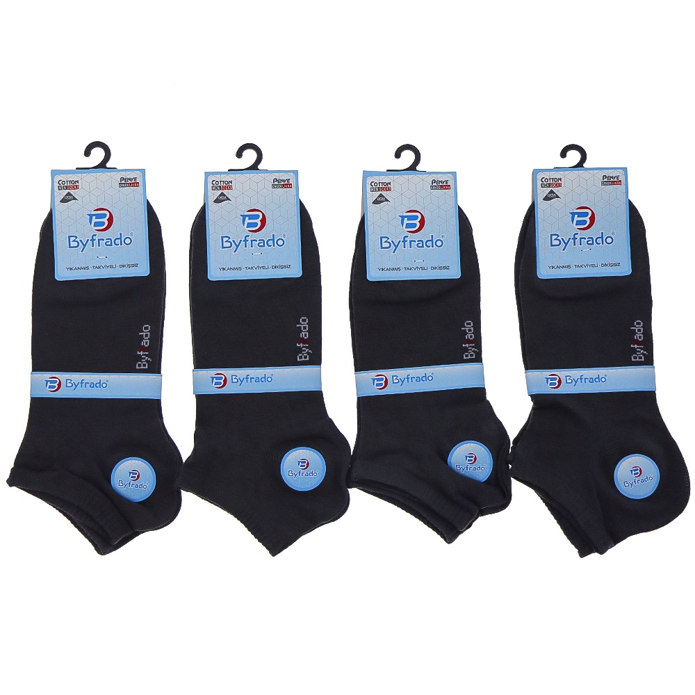 By Frado 9550 Erkek Penye Likralı Dikişsiz Takviyeli Yıkanmış Patik Çorap - Lacivert