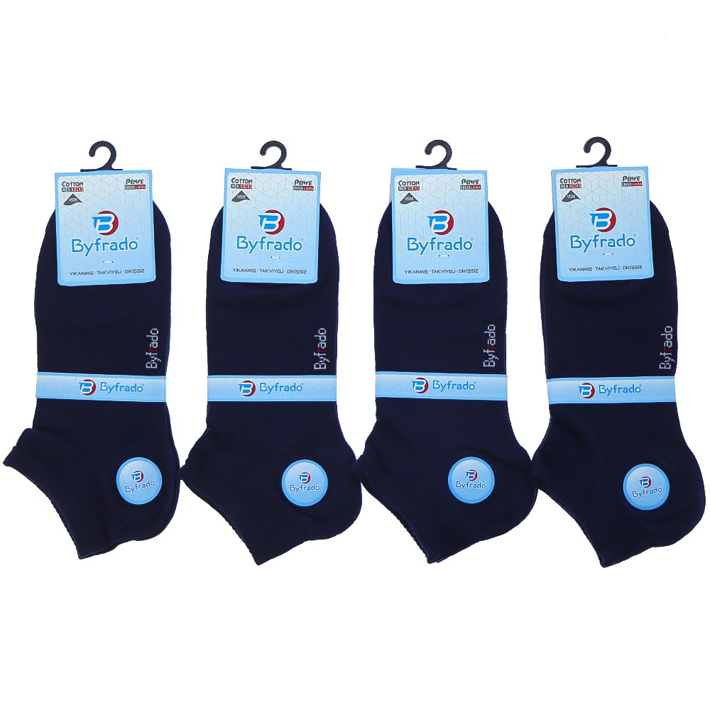 By Frado 9550 Erkek Penye Likralı Dikişsiz Takviyeli Yıkanmış Patik Çorap - Lacivert
