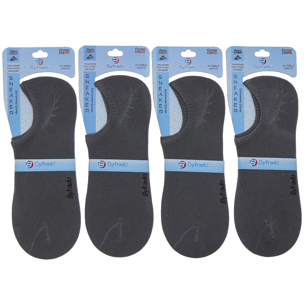 By Frado 9500 Erkek Penye Likralı Dikişsiz Takviyeli Yıkanmış Görünmez Sneaker Çorap - Lacivert