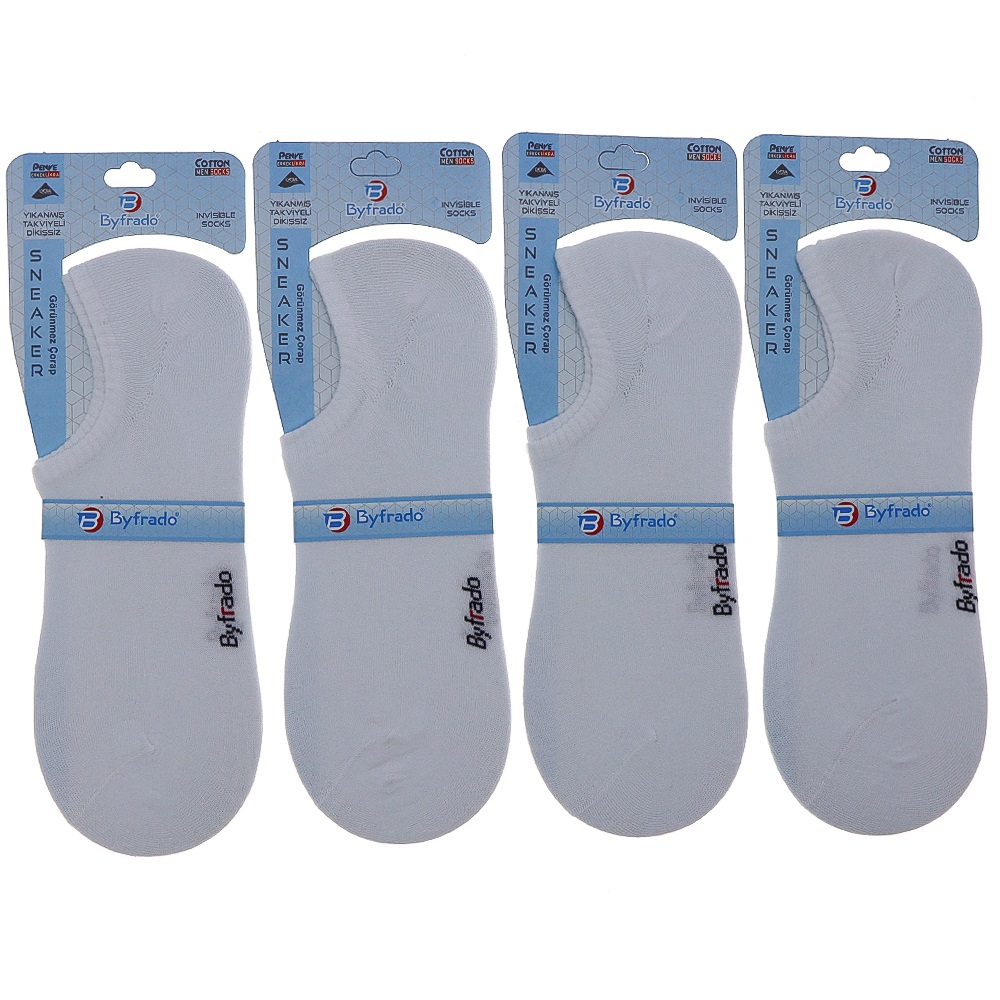 By Frado 9500 Erkek Penye Likralı Dikişsiz Takviyeli Yıkanmış Görünmez Sneaker Çorap - Lacivert