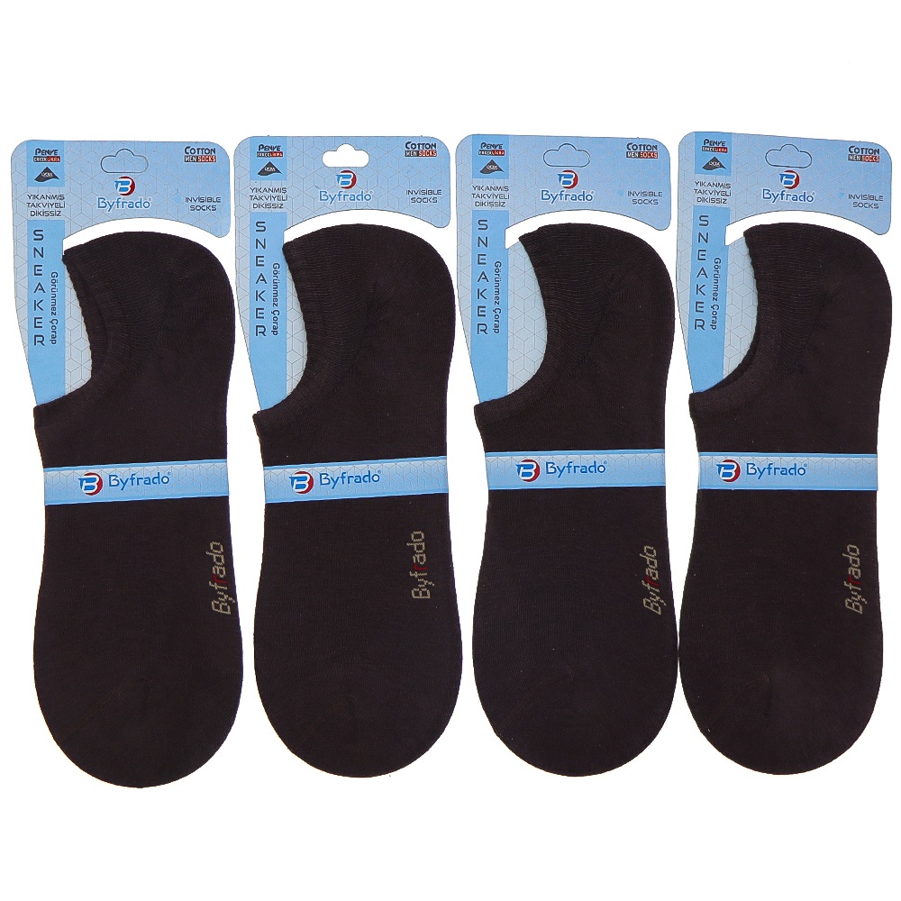 By Frado 9500 Erkek Penye Likralı Dikişsiz Takviyeli Yıkanmış Görünmez Sneaker Çorap - Lacivert