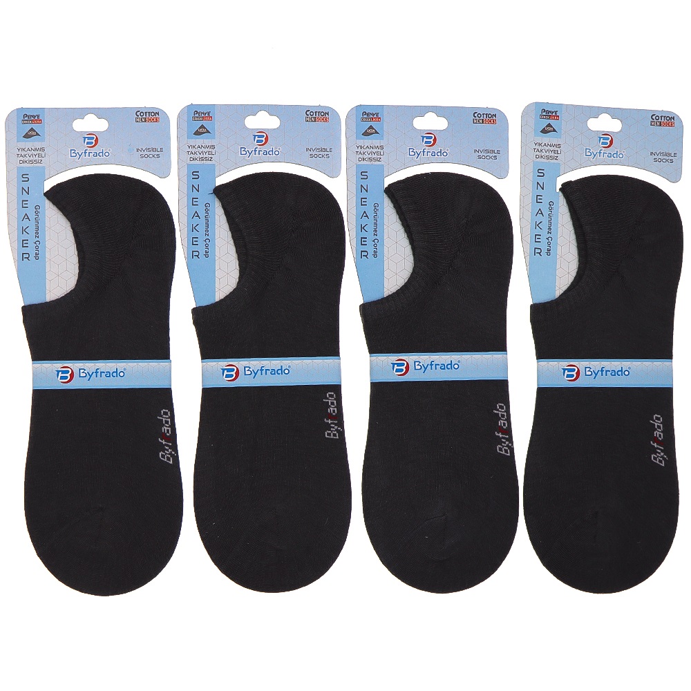 By Frado 9500 Erkek Penye Likralı Dikişsiz Takviyeli Yıkanmış Görünmez Sneaker Çorap - Lacivert