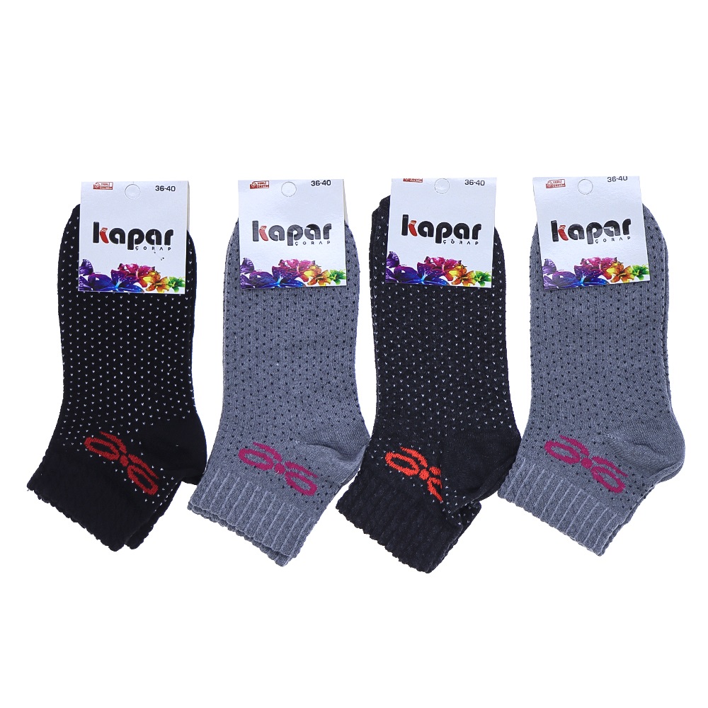 Kapar 5889 Bayan Mevsimlik Desenli Uzun Konç Patik Çorap - Karışık Renk - ASORTİ