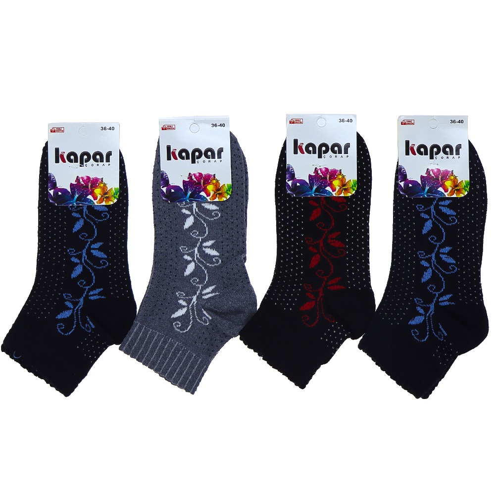 Kapar 5889 Bayan Mevsimlik Desenli Uzun Konç Patik Çorap - Karışık Renk - ASORTİ