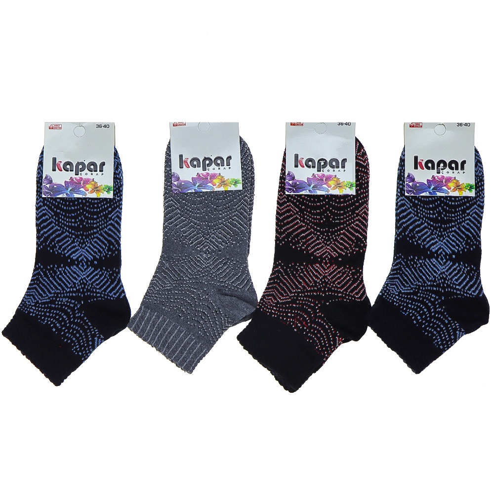 Kapar 5889 Bayan Mevsimlik Desenli Uzun Konç Patik Çorap - Karışık Renk - ASORTİ