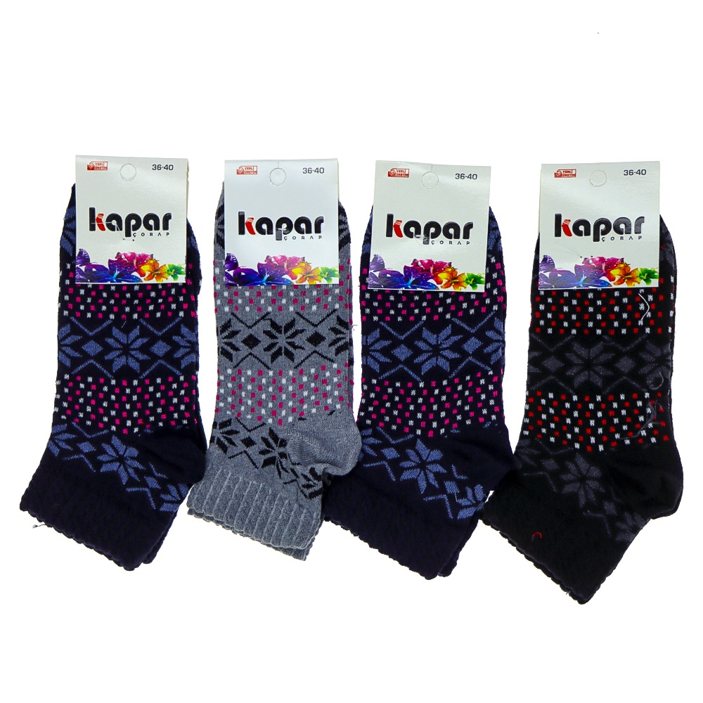 Kapar 5889 Bayan Mevsimlik Desenli Uzun Konç Patik Çorap - Karışık Renk - ASORTİ