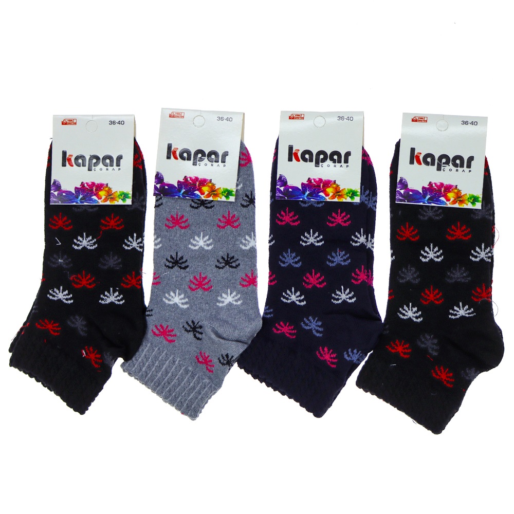 Kapar 5889 Bayan Mevsimlik Desenli Uzun Konç Patik Çorap - Karışık Renk - ASORTİ