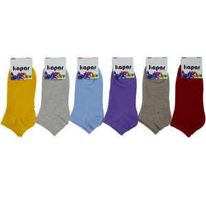 Kapar 0011 Bayan Likralı Penye Patik Çorap - Karışık Renk Desenli