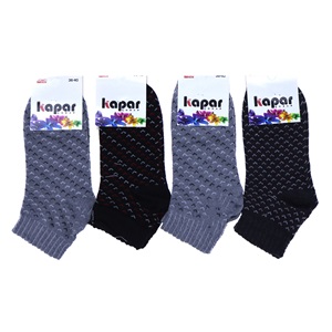 Kapar 0011 Bayan Likralı Penye Patik Çorap - Karışık Renk Desenli