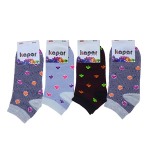 Kapar 0011 Bayan Likralı Penye Patik Çorap - Karışık Renk Desenli