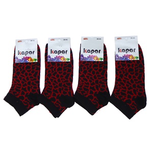 Kapar 0011 Bayan Likralı Penye Patik Çorap - Karışık Renk Desenli