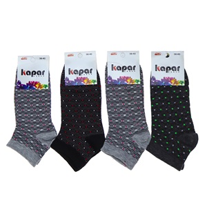 Kapar 0011 Bayan Likralı Penye Patik Çorap - Karışık Renk Desenli