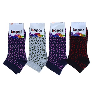 Kapar 0011 Bayan Likralı Penye Patik Çorap - Karışık Renk Desenli