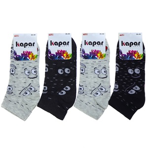 Kapar 0011 Bayan Likralı Penye Patik Çorap - Karışık Renk Desenli