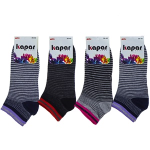 Kapar 0011 Bayan Likralı Penye Patik Çorap - Karışık Renk Desenli