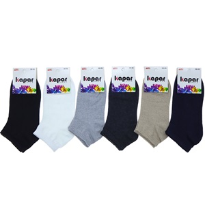 Kapar 0011 Bayan Likralı Penye Patik Çorap - Karışık Renk Desenli