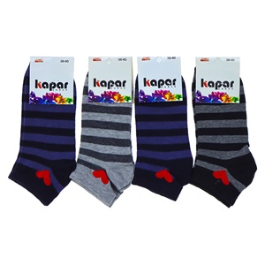 Kapar 0011 Bayan Likralı Penye Patik Çorap - Karışık Renk Desenli