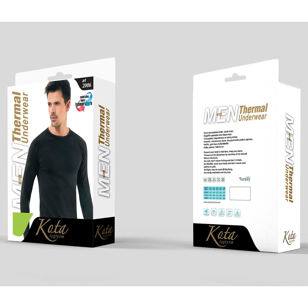 Kota 2006 Erkek Normal Uzun Kol Termal Üst Badi - Siyah - L-XL