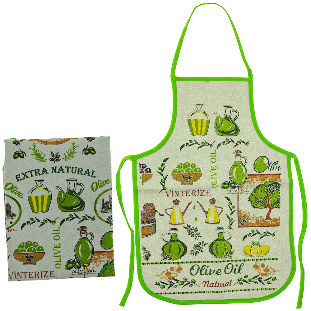 Nur Tekstil Desenli Pamuklu Anneli Kızlı 2 Li Mutfak Önlüğü