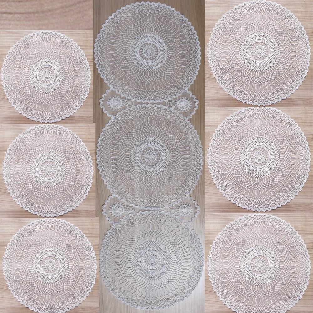 Mercan Estelika Tül Nakışlı Supla Örtü Takım 7 Parça