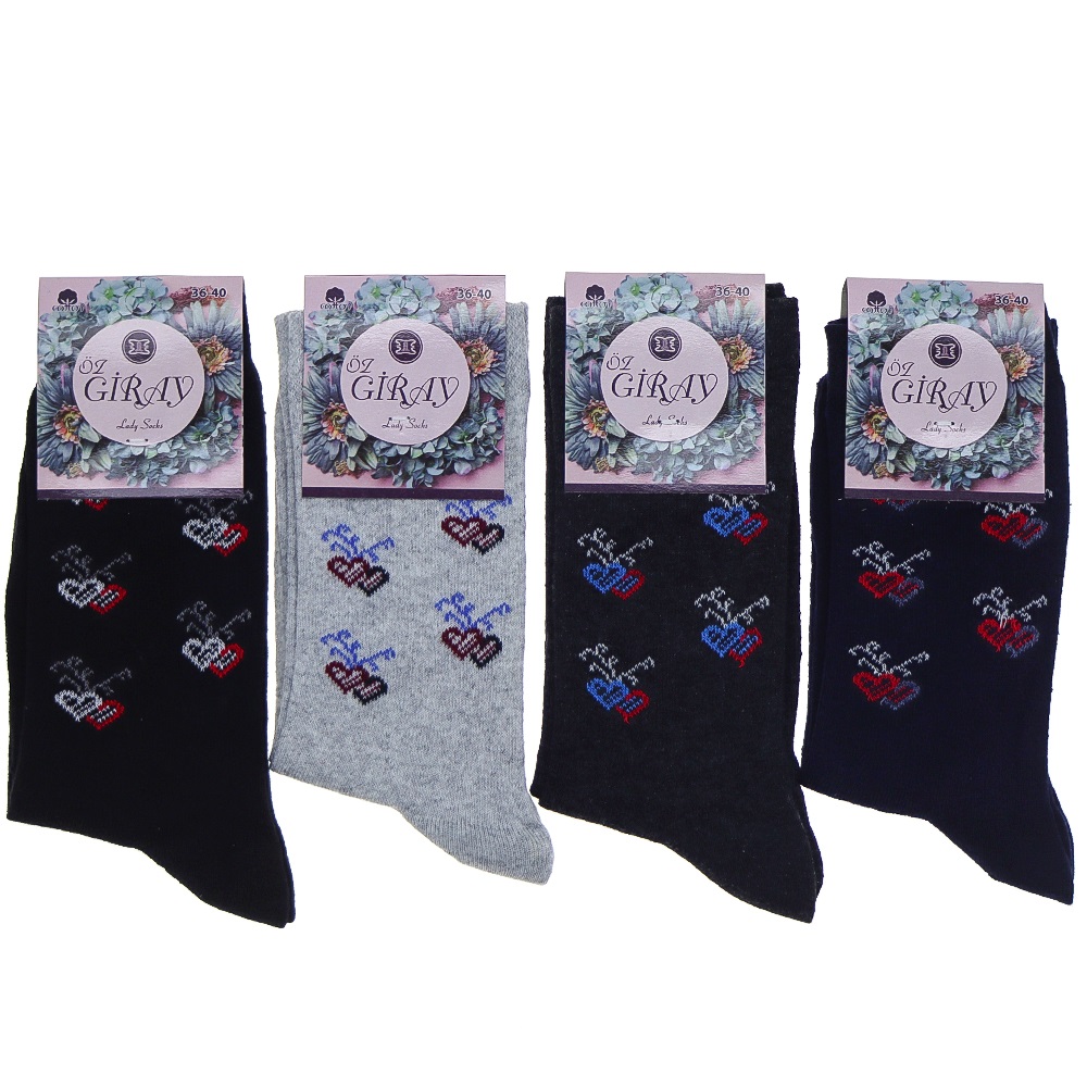 Öz Giray Bayan Desenli Likralı Mevsimlik Soket Çorap - Karışık Renk