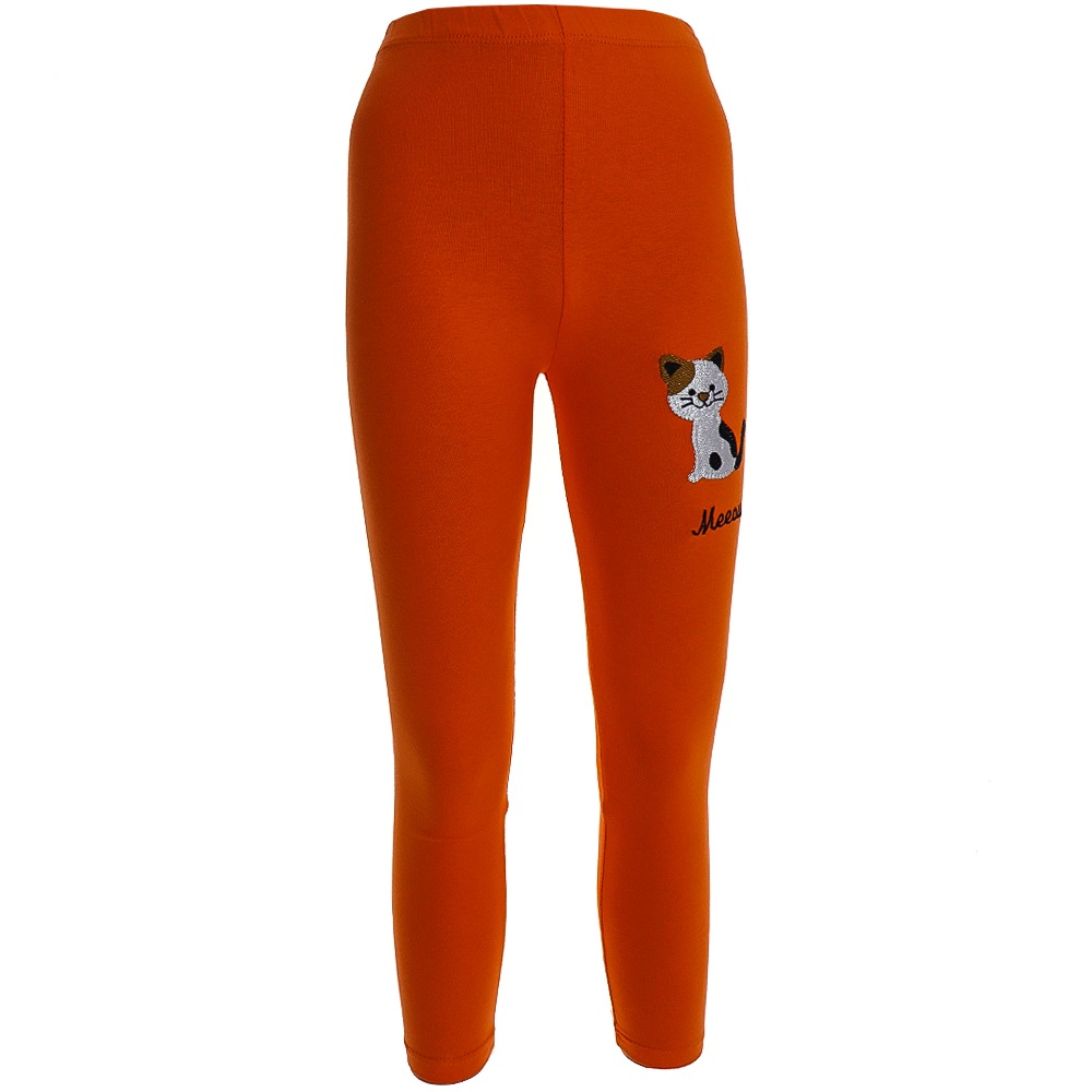 Boniboom 10012 Kız Çocuk Kedi Nakışlı Penye Tayt 3-10 Yaş