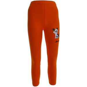 Boniboom 10012 Kız Çocuk Kedi Nakışlı Penye Tayt 3-10 Yaş