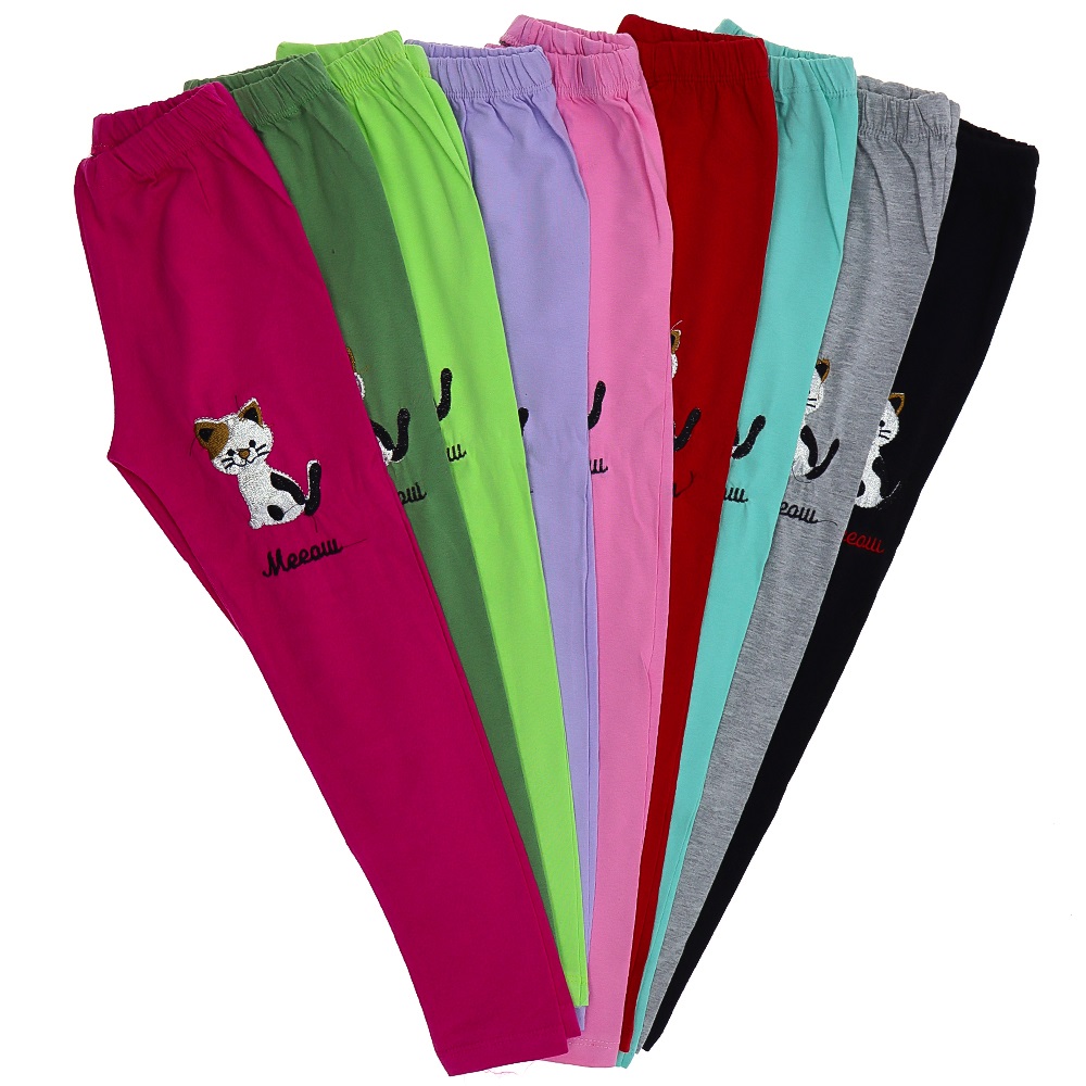 Boniboom 10012 Kız Çocuk Kedi Nakışlı Penye Tayt 3-10 Yaş