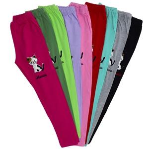 Boniboom 10012 Kız Çocuk Kedi Nakışlı Penye Tayt 3-10 Yaş