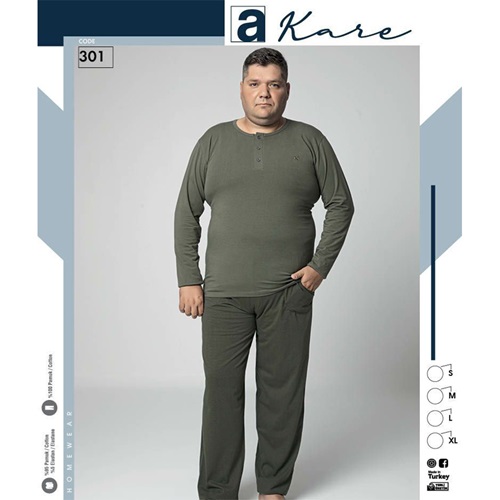 Akare 301 Erkek Battal Uzun Kol Pijama Takımı 2XL-4XL