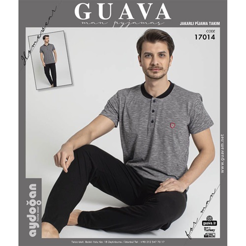 Guava 17014 Erkek Kısa Kol Pijama Takımı M-XL