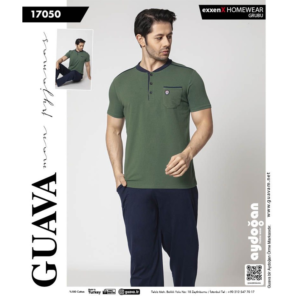 Guava 17050 Erkek Kısa Kol Pijama Takımı M-XL