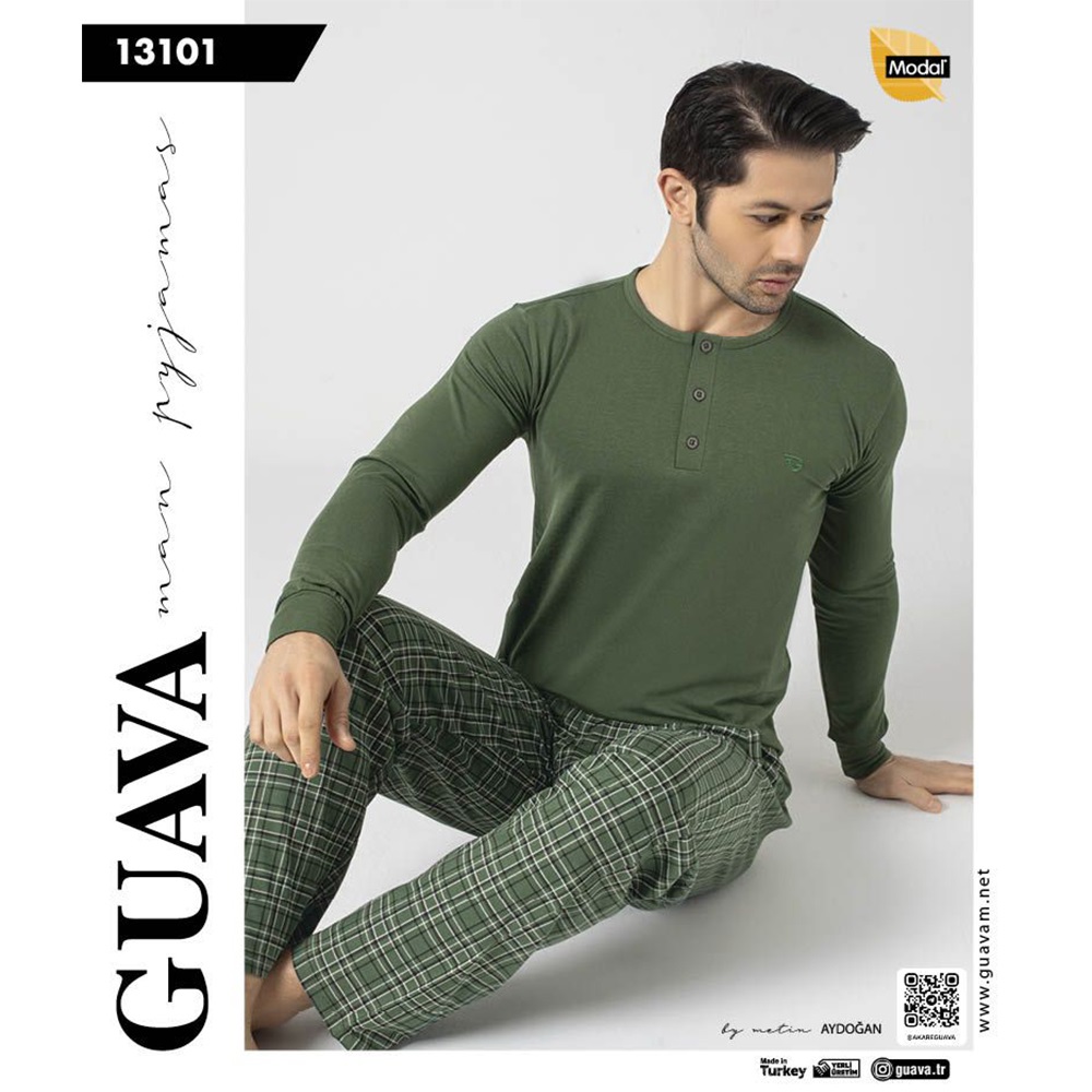 Guava 13101 Erkek Modal Uzun Kol Pijama Takımı M-XL