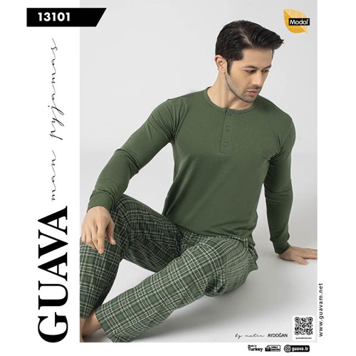 Guava 13101 Erkek Modal Uzun Kol Pijama Takımı M-XL