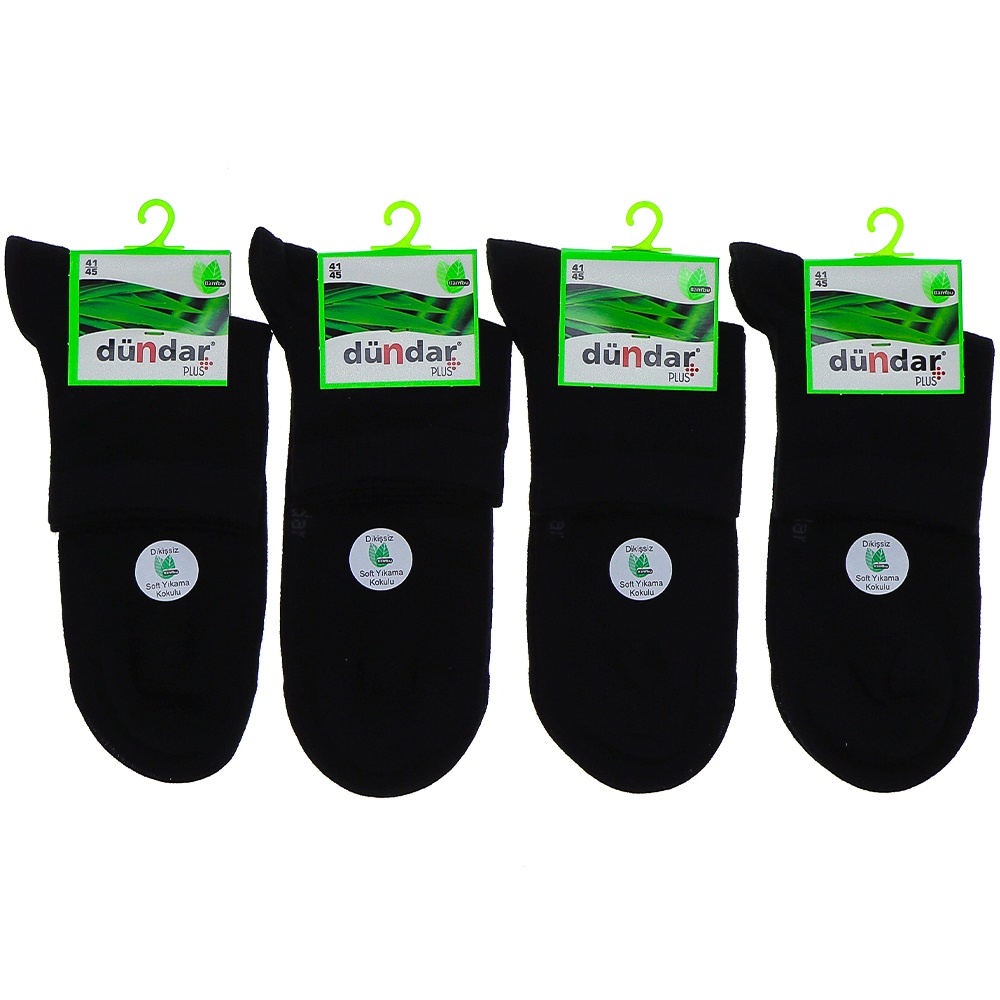 Dündar 4131 Erkek Plus Bambu Likralı Dikişsiz Uzun Konç Çorap - Siyah