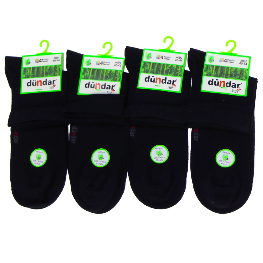 Dündar 4131 Erkek Plus Bambu Likralı Dikişsiz Uzun Konç Çorap - Siyah