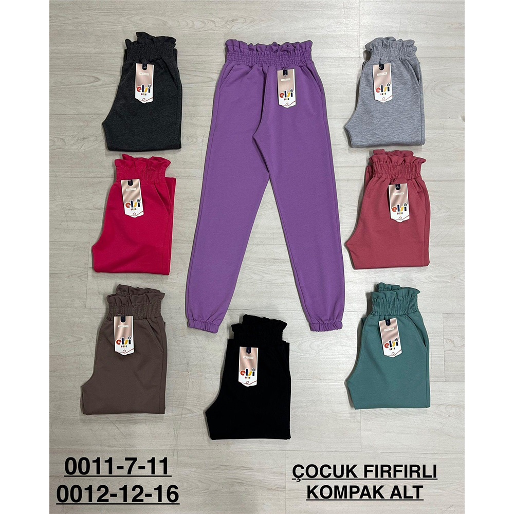 Elsi Bebe 0012 Kız Çocuk Fırfırlı Kemer Kompak Eşofman Alt 12-16 Yaş