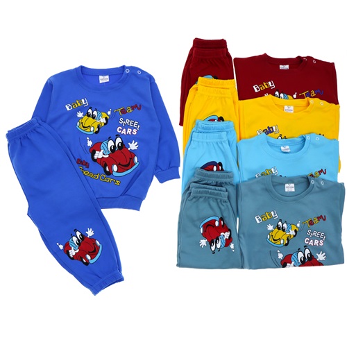 ÇAĞKON 2000 Erkek Çocuk Arabalı Baskılı 2 li Takım 2Yaş - Mavi