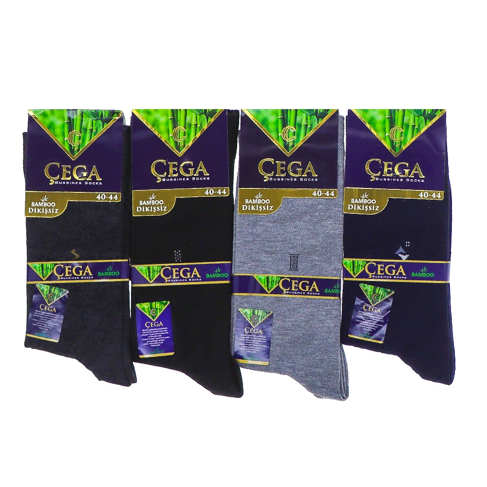 Çega 2043 Erkek Bambu Dikişsiz Likralı Desenli Mevsimlik Soket Çorap - Karışık Renk