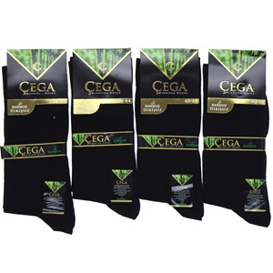 Çega 2043 Erkek Bambu Dikişsiz Likralı Desenli Mevsimlik Soket Çorap - Karışık Renk