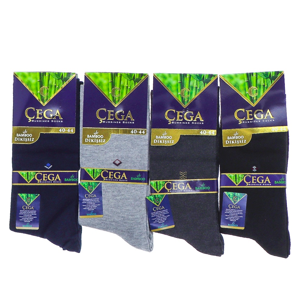 Çega 2043 Erkek Bambu Dikişsiz Likralı Desenli Mevsimlik Soket Çorap - Karışık Renk