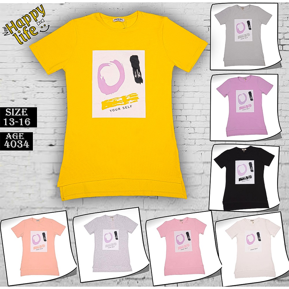 Happy Life 4034 Kız Çocuk Your self Transfer Baskılı Tişört 13-16 Yaş