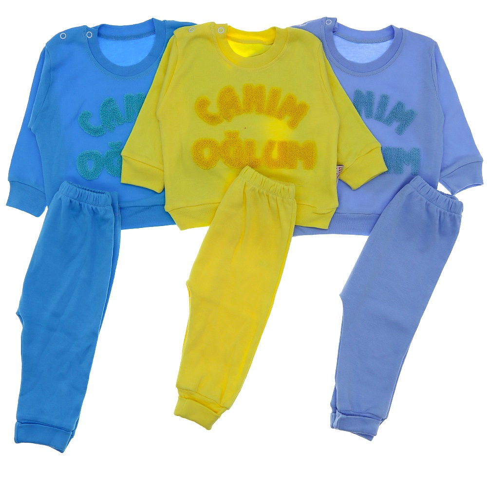 My Oktay 3047 Bebe Canım Oğlum Süzine Nakışlı Paketli 2 Li Takım 9-18 Ay - Sarı