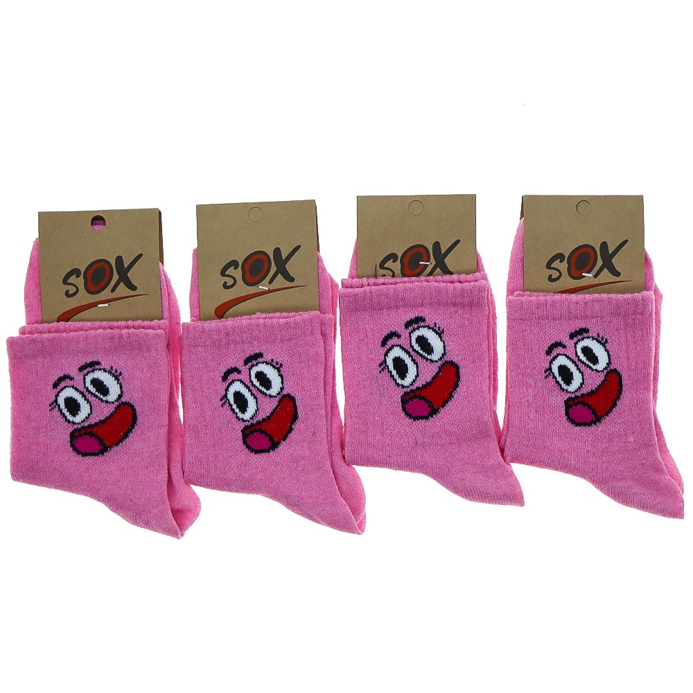 Sox Bayan Desenli Likralı Kolej Çorap - Beyaz