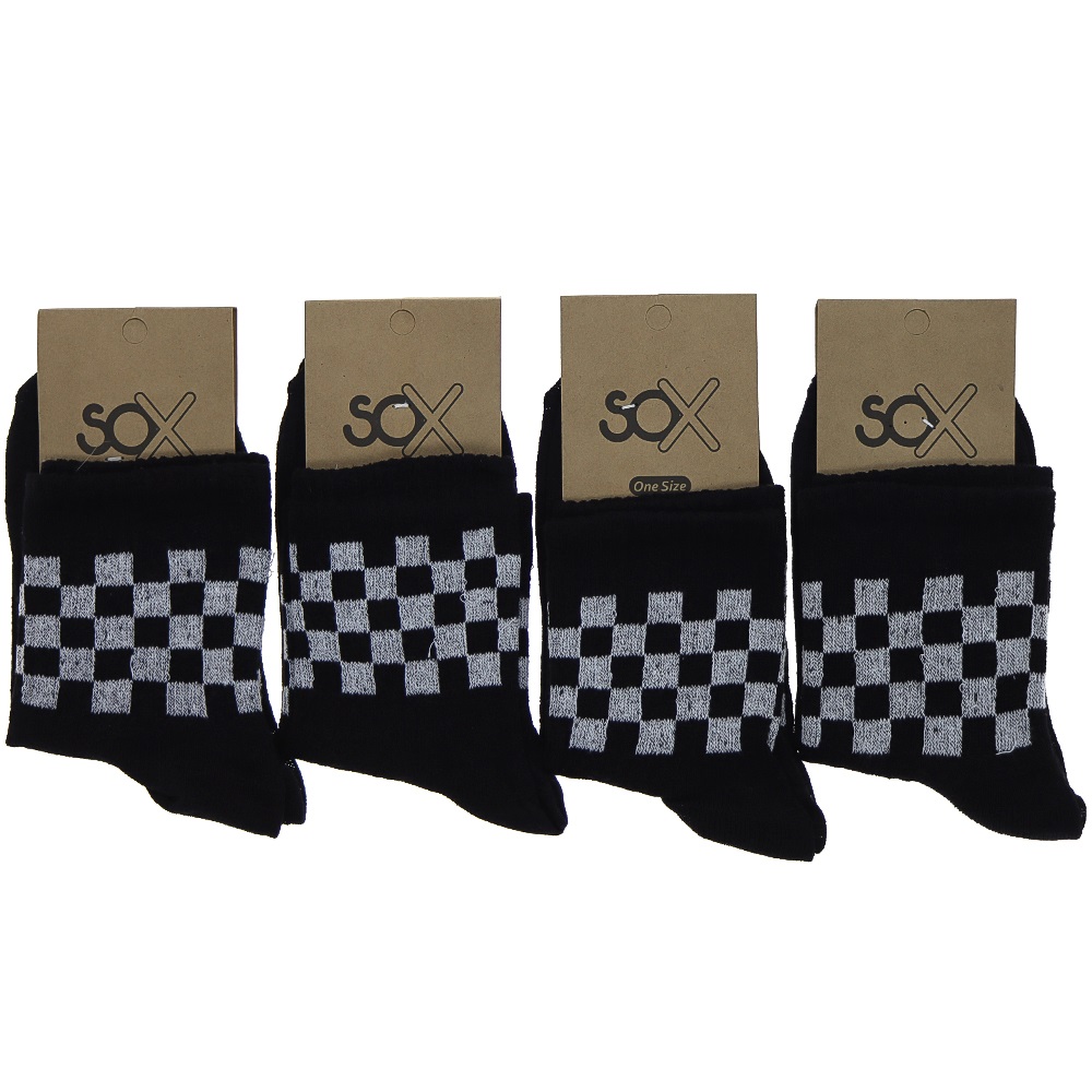 Sox Bayan Desenli Likralı Kolej Çorap - Beyaz