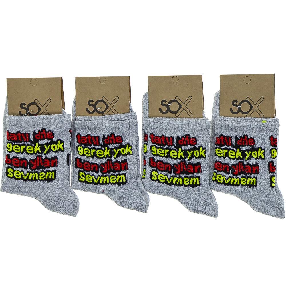 Sox Bayan Desenli Likralı Kolej Çorap - Beyaz