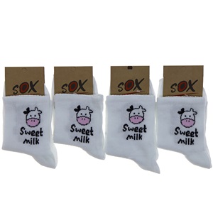 Sox Bayan Desenli Likralı Kolej Çorap - Beyaz