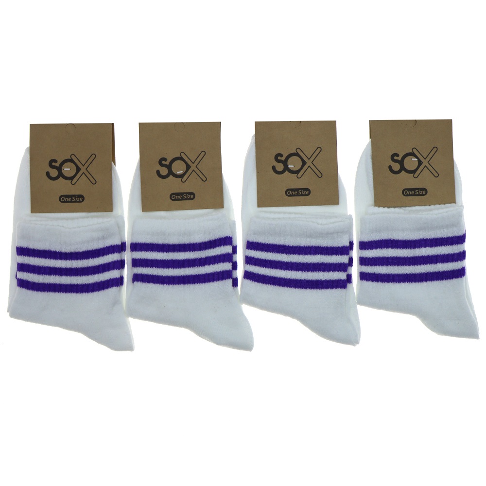 Sox Bayan Desenli Likralı Kolej Çorap - Beyaz